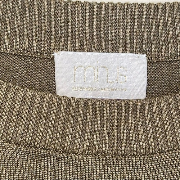 Minus Women’s Mersin Knit Tee L Olive Stretch Knit Pullover 3/4 Sleeves NEW - Picture 6 of 6